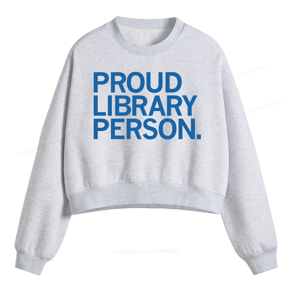Pagewings Proud Library Person Fleece Crop Sweatshirt