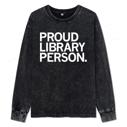 Pagewings Proud Library Person Unisex Washed Long Sleeve T-shirt