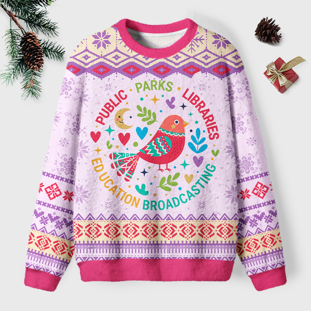 Pagewings Public Parks Libraries Education Broadcasting Unisex Ugly Light Knit Sweatshirt
