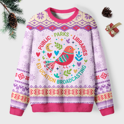 Pagewings Public Parks Libraries Education Broadcasting Unisex Ugly Light Knit Sweatshirt