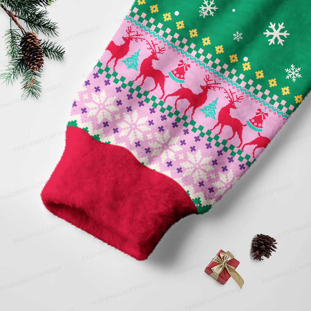 Pagewings Christmas Skeleton Reading Unisex Ugly Light Knit Sweatshirt
