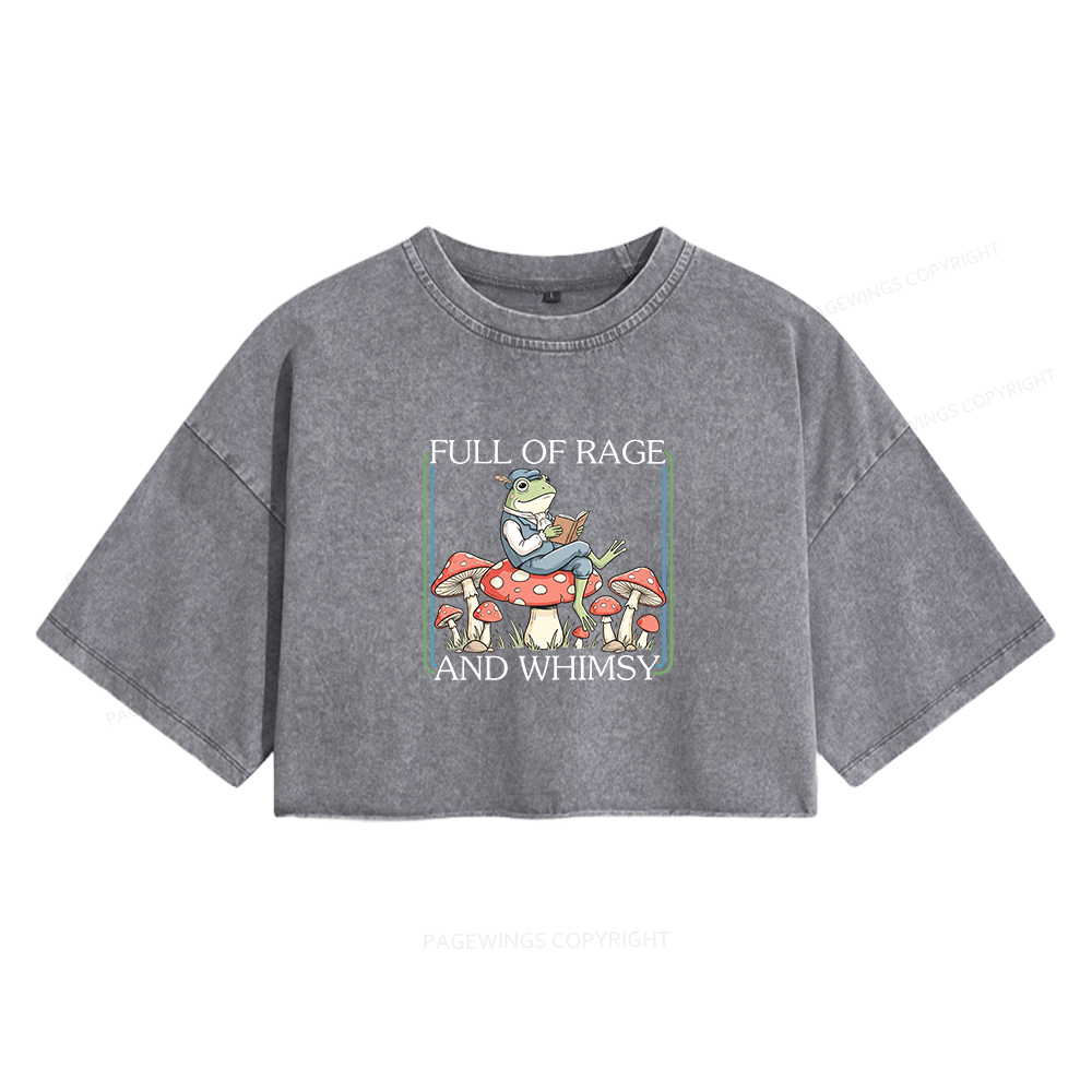 Pagewings Full Of Rage and Whimsy Women's Washed Cropped T-shirt