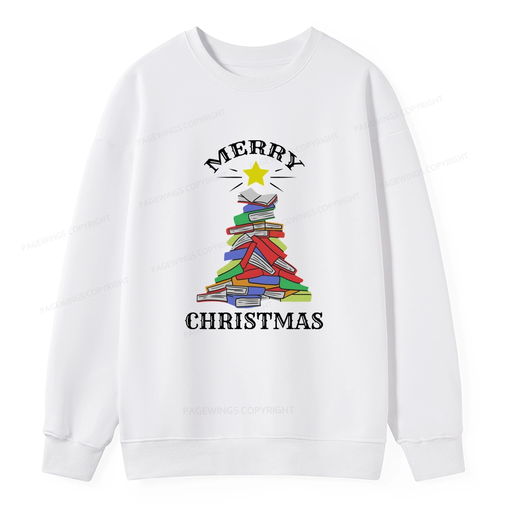Pagewings Merry Christmas Book Tree Unisex Classic Sweatshirt