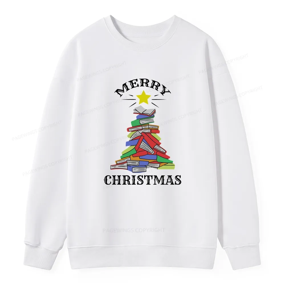 Pagewings Merry Christmas Book Tree Unisex Classic Sweatshirt