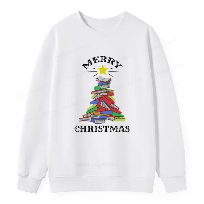 Pagewings Merry Christmas Book Tree Unisex Classic Sweatshirt