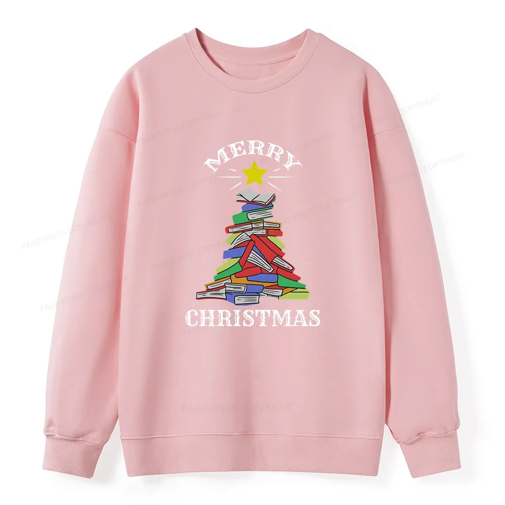 Pagewings Merry Christmas Book Tree Unisex Classic Sweatshirt