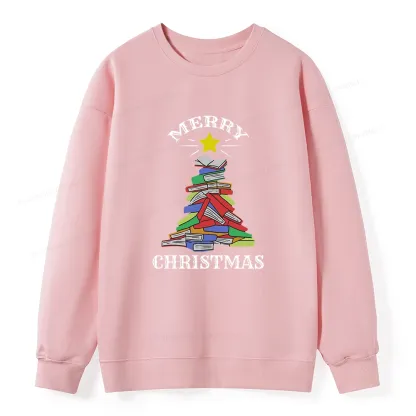 Pagewings Merry Christmas Book Tree Unisex Classic Sweatshirt