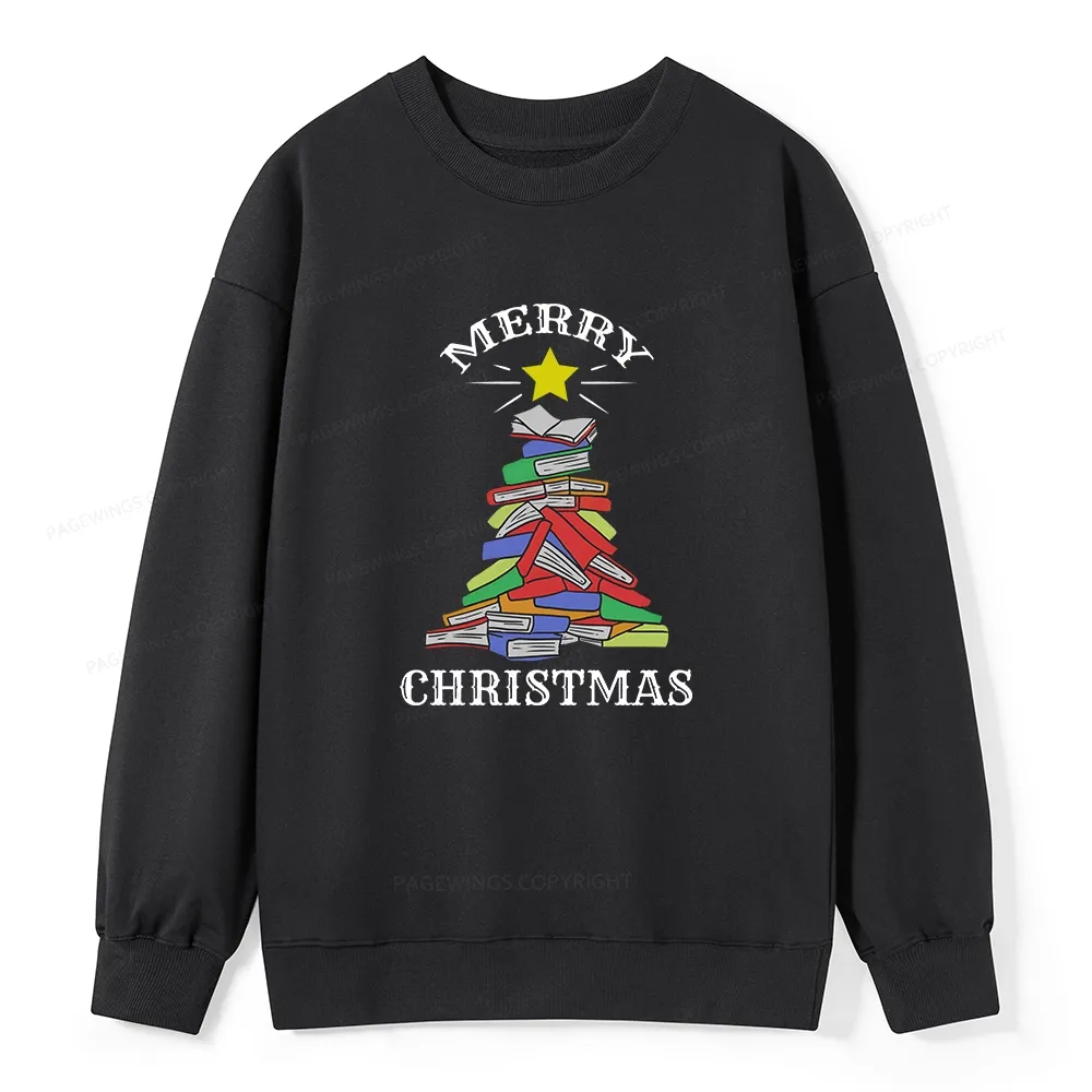 Pagewings Merry Christmas Book Tree Unisex Classic Sweatshirt
