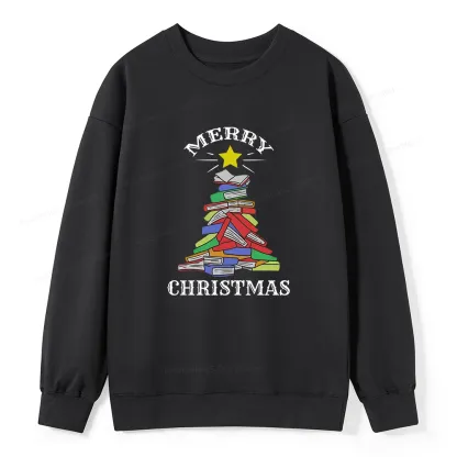 Pagewings Merry Christmas Book Tree Unisex Classic Sweatshirt