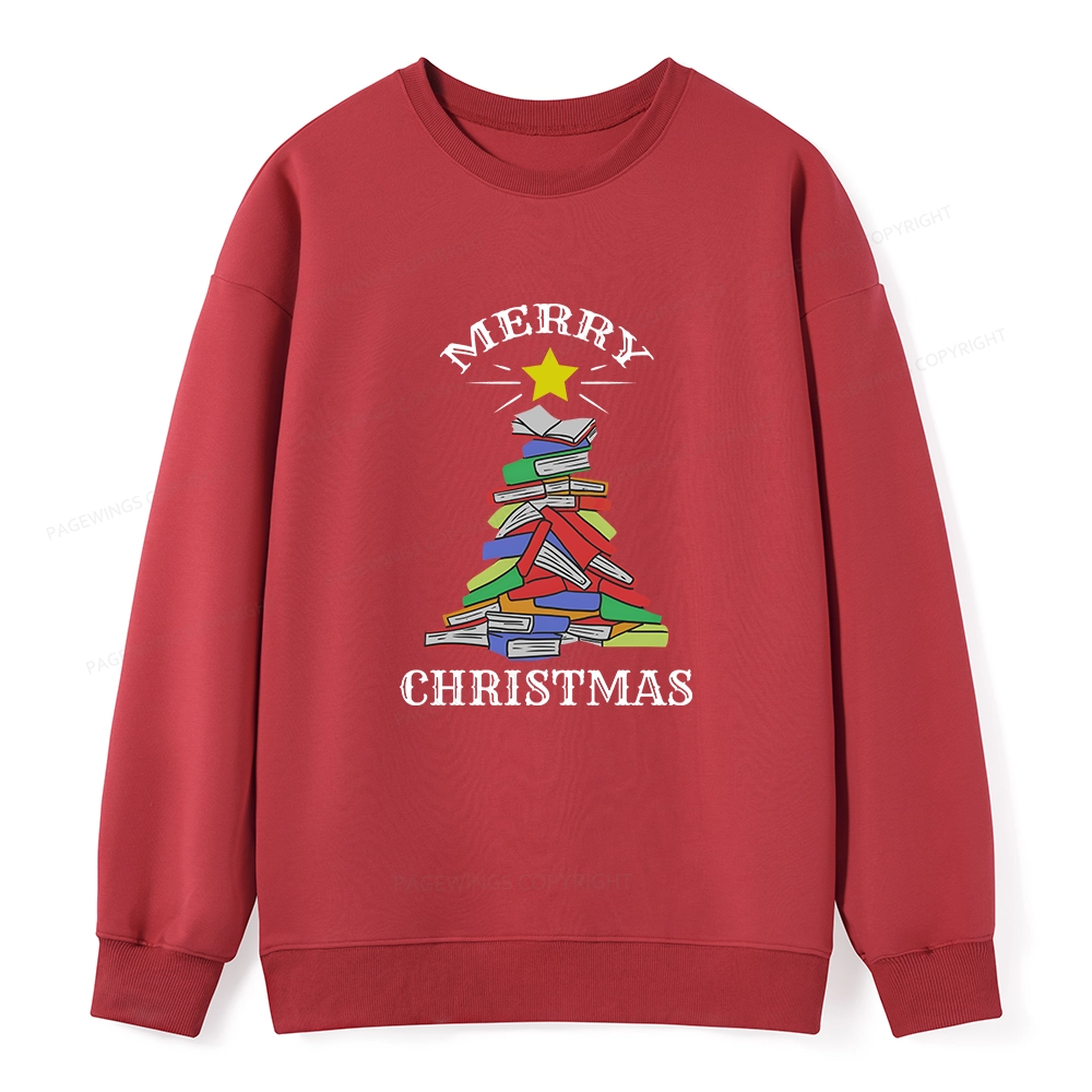 Pagewings Merry Christmas Book Tree Unisex Classic Sweatshirt