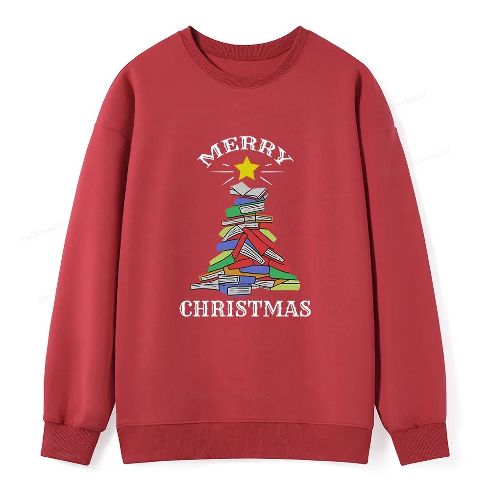 Pagewings Merry Christmas Book Tree Unisex Classic Sweatshirt