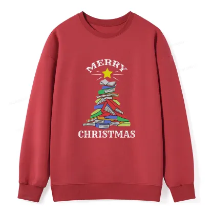 Pagewings Merry Christmas Book Tree Unisex Classic Sweatshirt