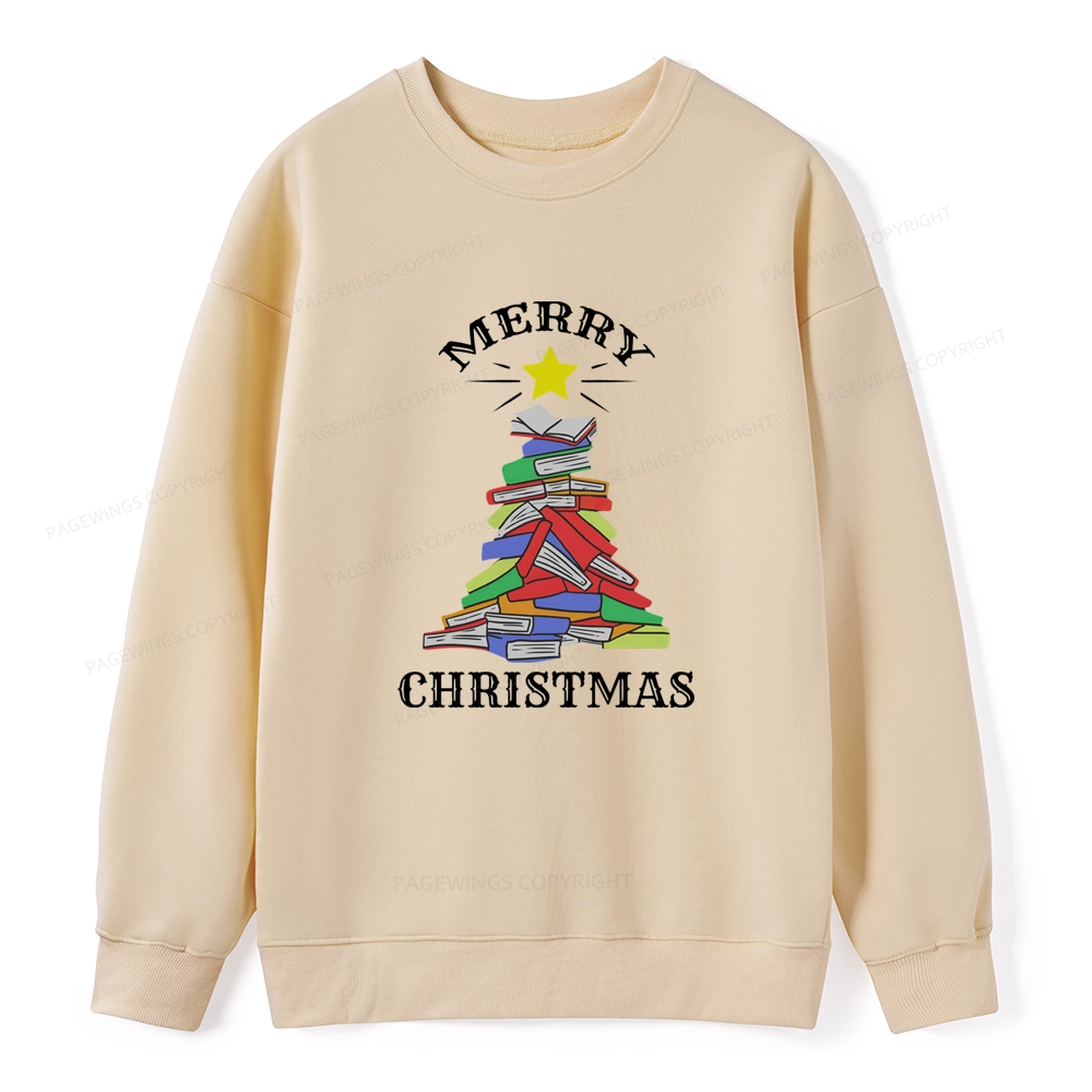 Pagewings Merry Christmas Book Tree Unisex Classic Sweatshirt