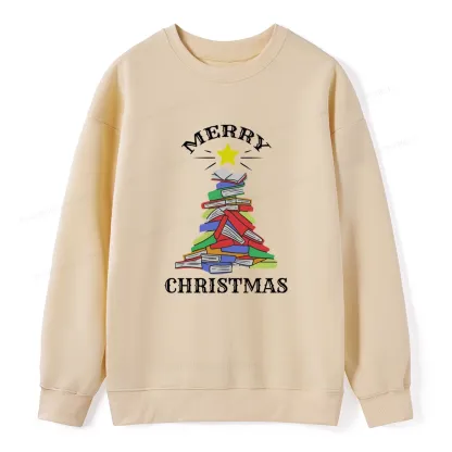 Pagewings Merry Christmas Book Tree Unisex Classic Sweatshirt