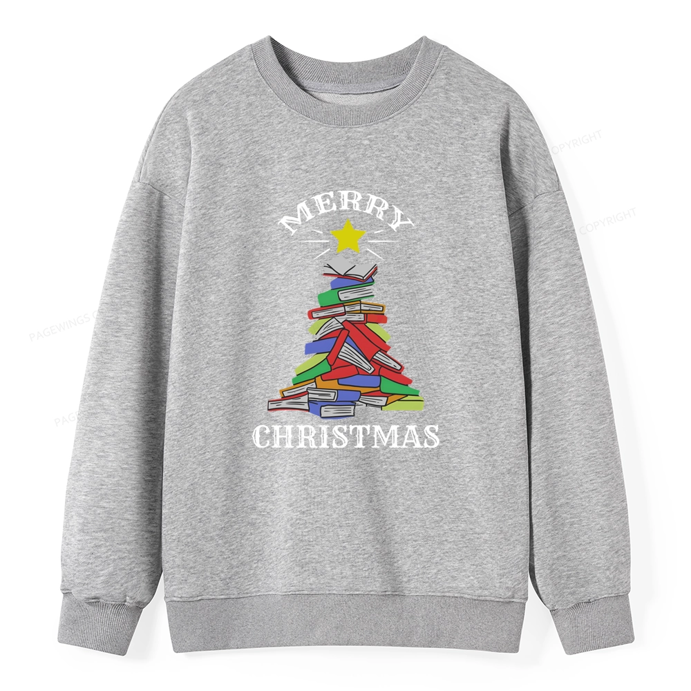 Pagewings Merry Christmas Book Tree Unisex Classic Sweatshirt