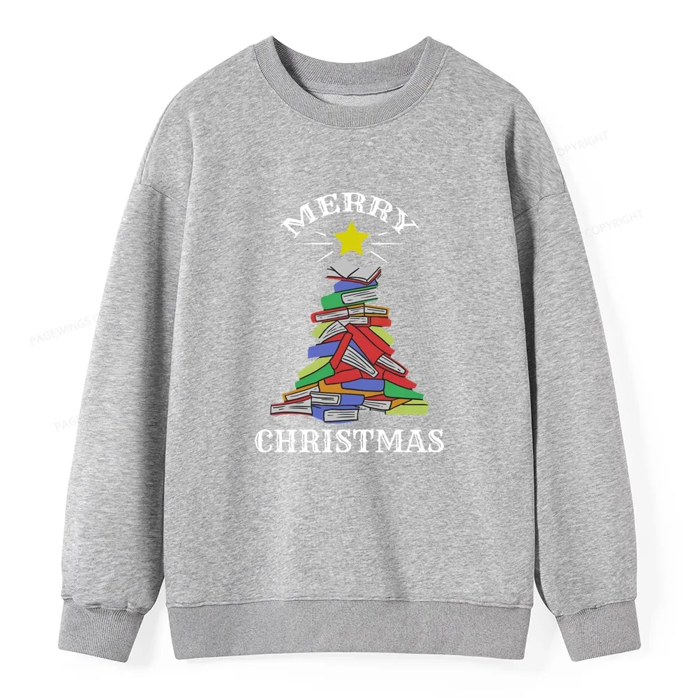 Pagewings Merry Christmas Book Tree Unisex Classic Sweatshirt
