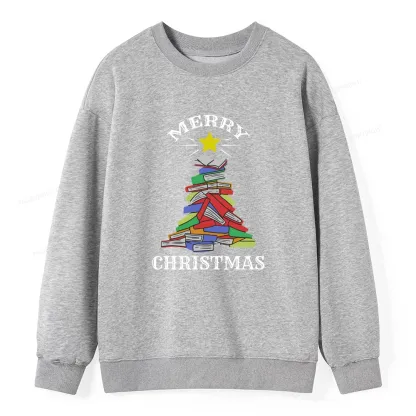 Pagewings Merry Christmas Book Tree Unisex Classic Sweatshirt