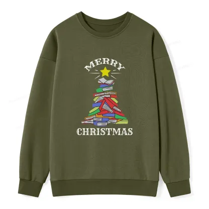 Pagewings Merry Christmas Book Tree Unisex Classic Sweatshirt