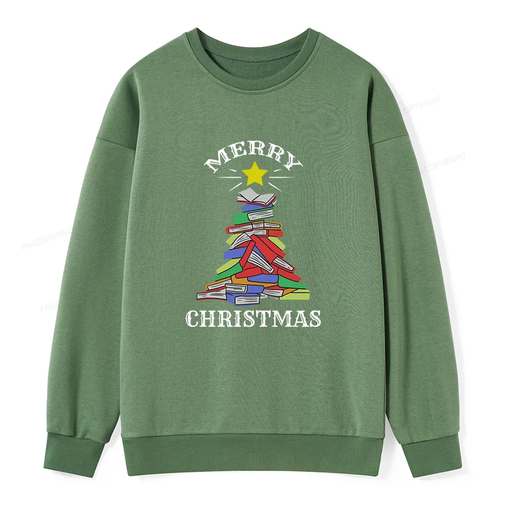 Pagewings Merry Christmas Book Tree Unisex Classic Sweatshirt