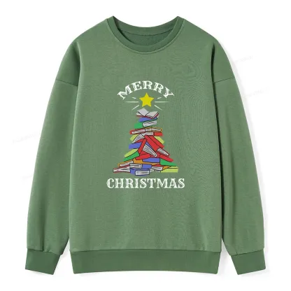 Pagewings Merry Christmas Book Tree Unisex Classic Sweatshirt