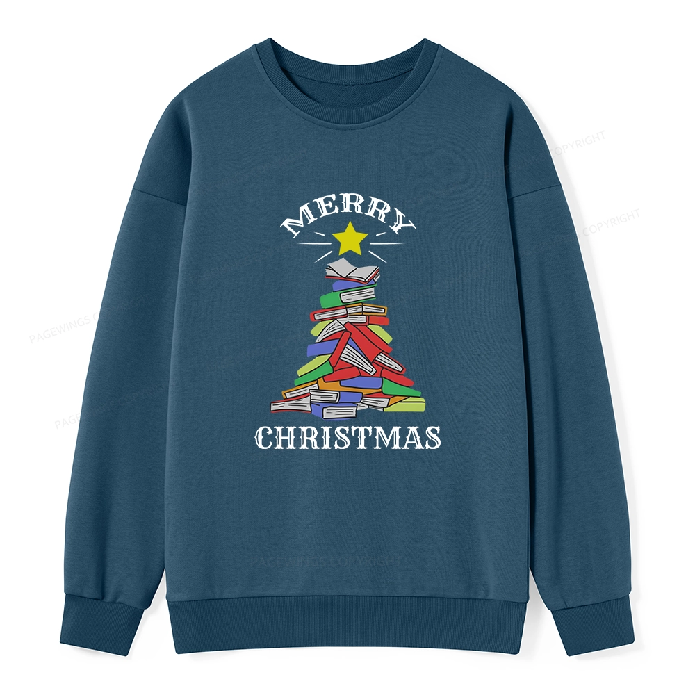 Pagewings Merry Christmas Book Tree Unisex Classic Sweatshirt