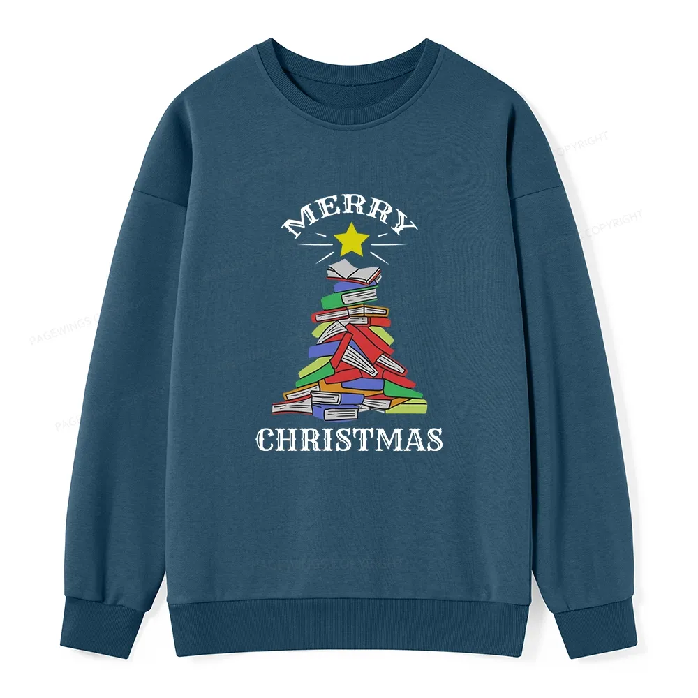 Pagewings Merry Christmas Book Tree Unisex Classic Sweatshirt