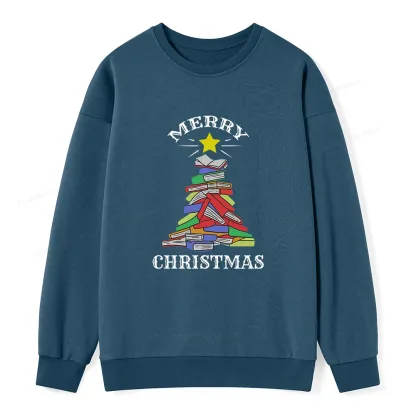 Pagewings Merry Christmas Book Tree Unisex Classic Sweatshirt