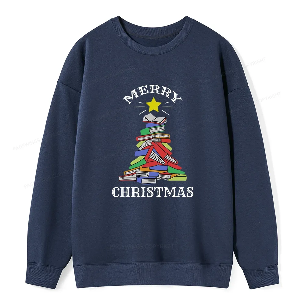 Pagewings Merry Christmas Book Tree Unisex Classic Sweatshirt