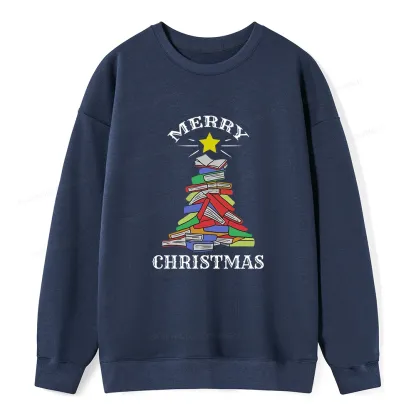 Pagewings Merry Christmas Book Tree Unisex Classic Sweatshirt