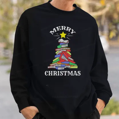 Pagewings Merry Christmas Book Tree Unisex Classic Sweatshirt