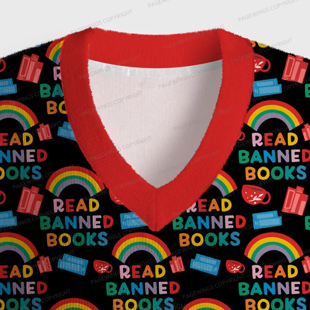 Pagewings Read Banned Books Unisex V-Neck Ugly Knit Vest