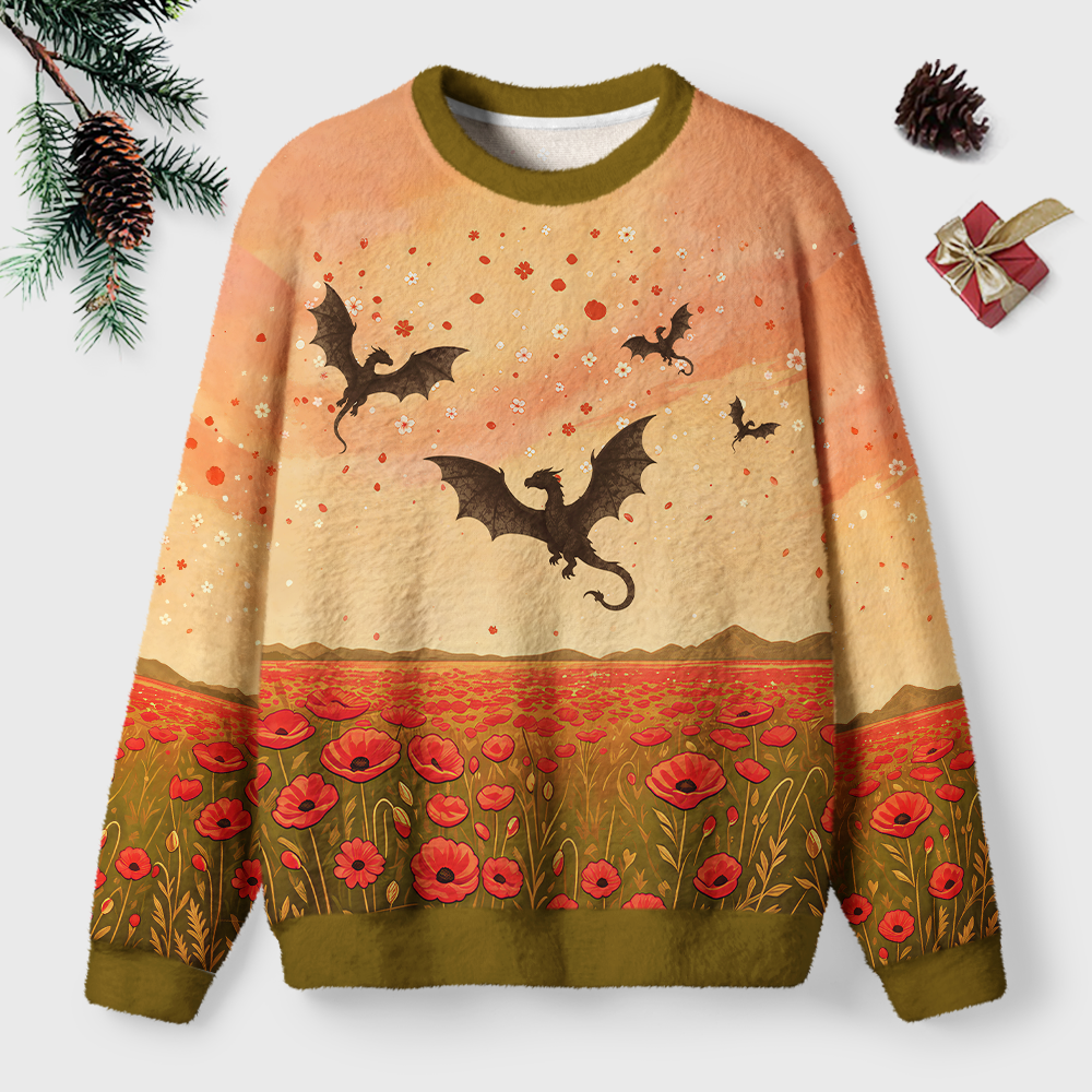 Pagewings Book Dragon Unisex Ugly Light Knit Sweatshirt