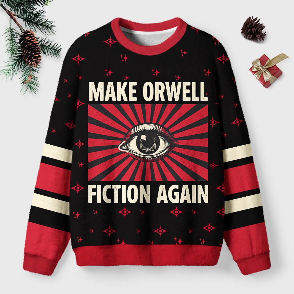 Pagewings Make Orwell Fiction Again Unisex Ugly Light Knit Sweatshirt