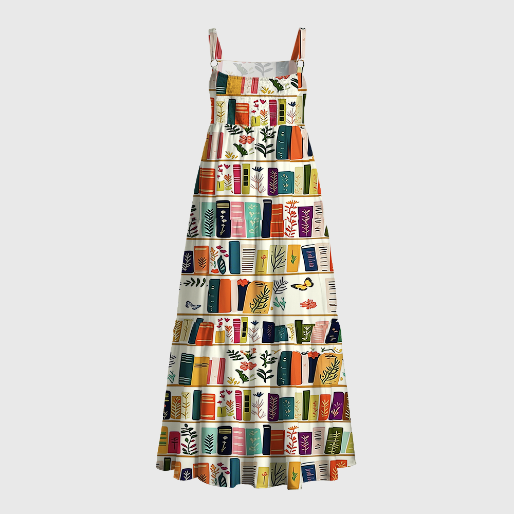 Pagewings Square Neck Bookish Floral  Maxi Dress