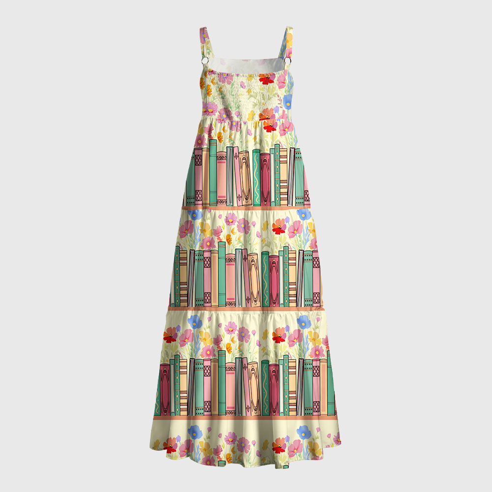 Pagewings Floral Book Lover Square Neck Bookish Maxi Dress