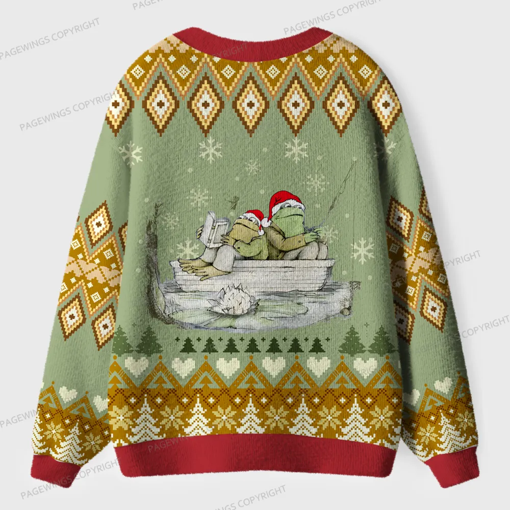Pagewings Festive Reading With Friends Unisex Ugly Cardigan Sweaters