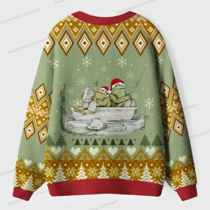 Pagewings Festive Reading With Friends Unisex Ugly Cardigan Sweaters