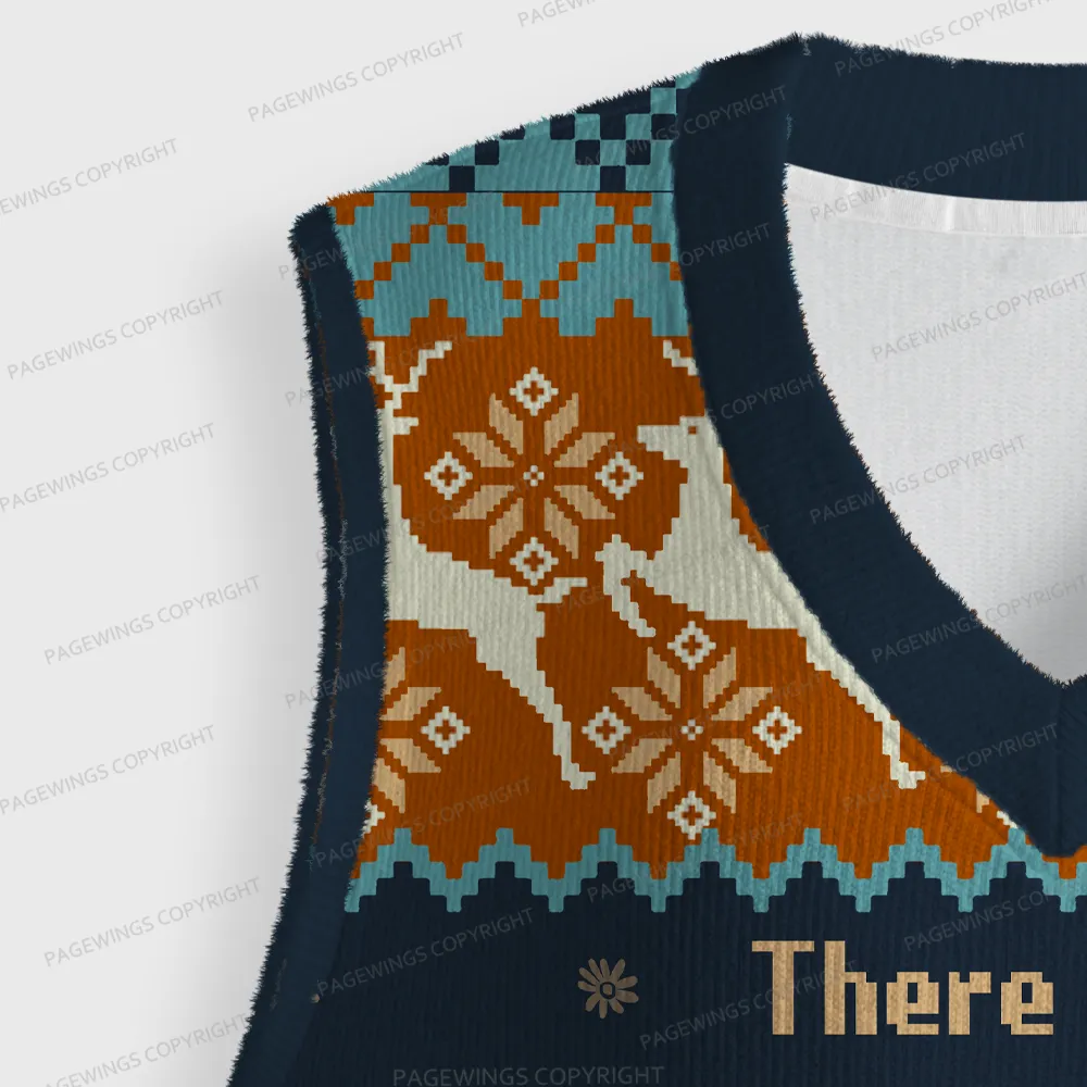 Pagewings There Is No Such Thing As Too Many Books Unisex V-Neck Ugly Knit Vest