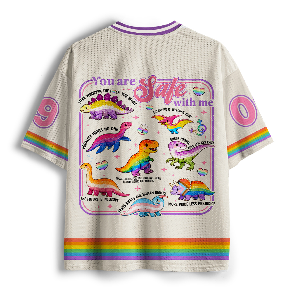Pagewings Dinosaur Rainbow Unisex Mesh Jersey