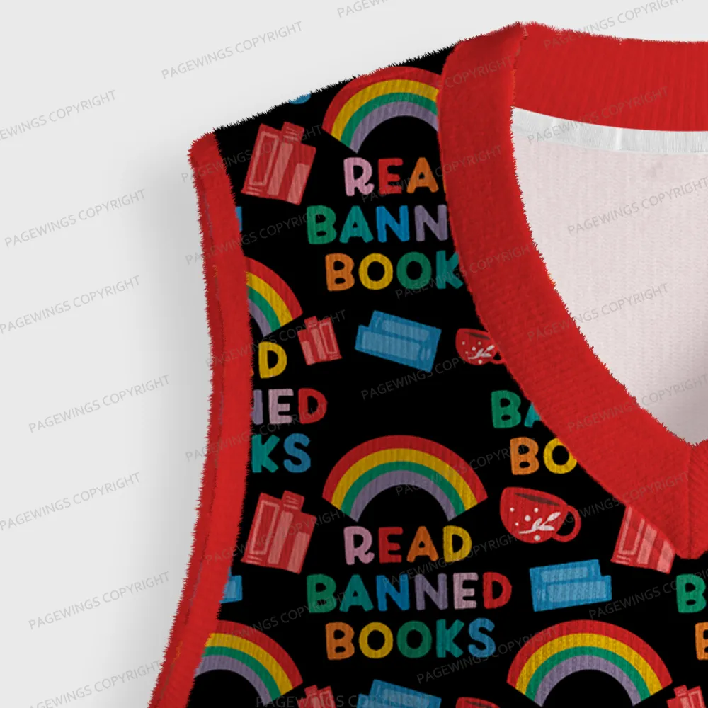 Pagewings Read Banned Books Unisex V-Neck Ugly Knit Vest