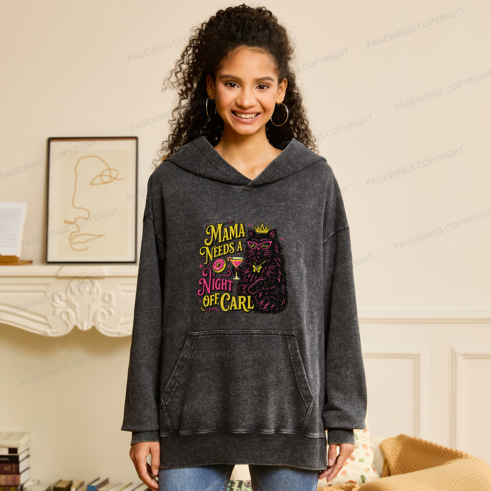 Pagewings Mama Needs A Night Off Unisex Washed Hoodie