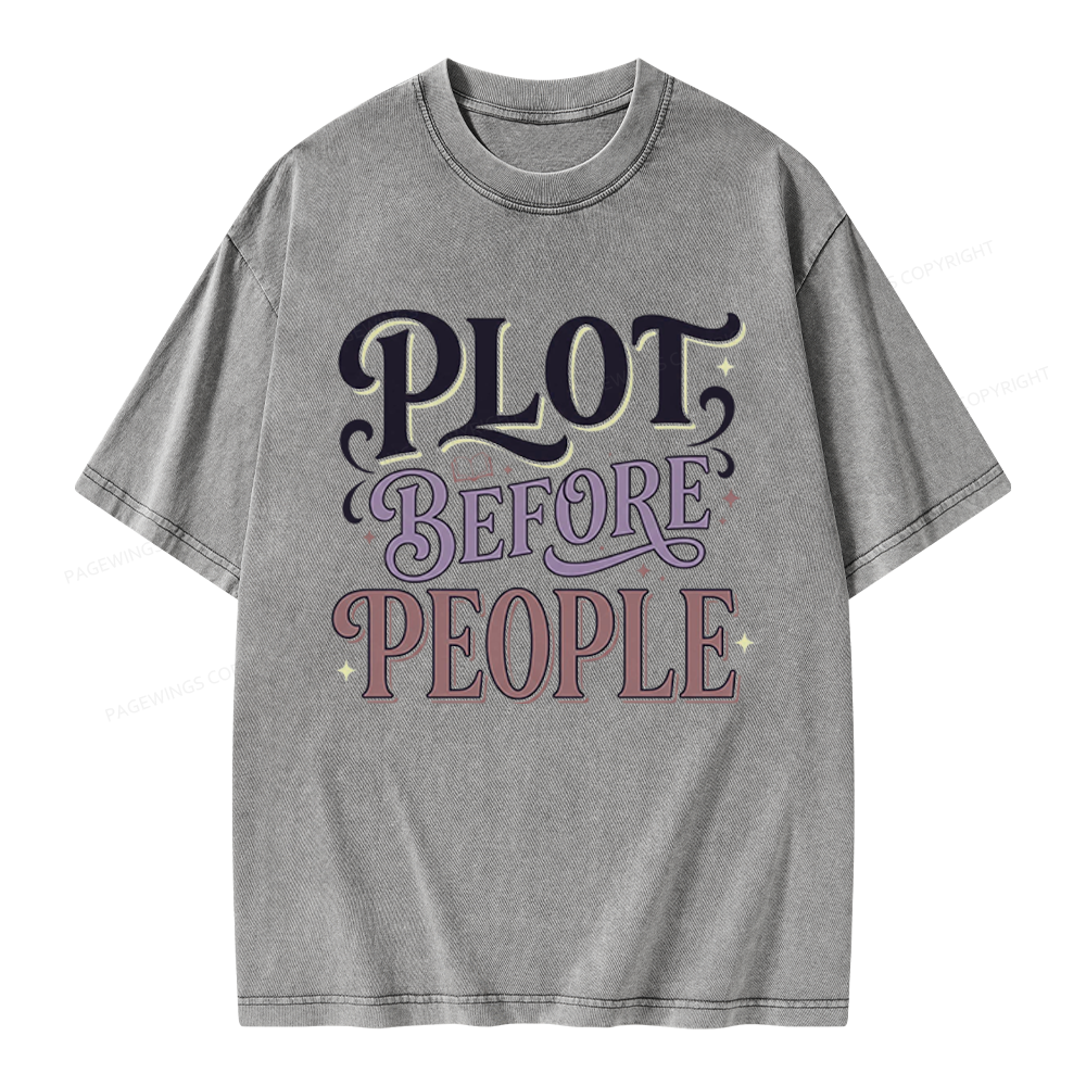 Pagewings Plot Before People Unisex Washed T-shirt