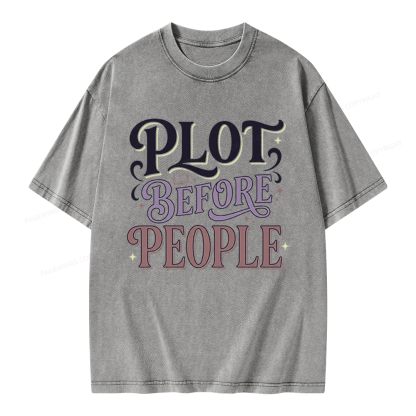Pagewings Plot Before People Unisex Washed T-shirt