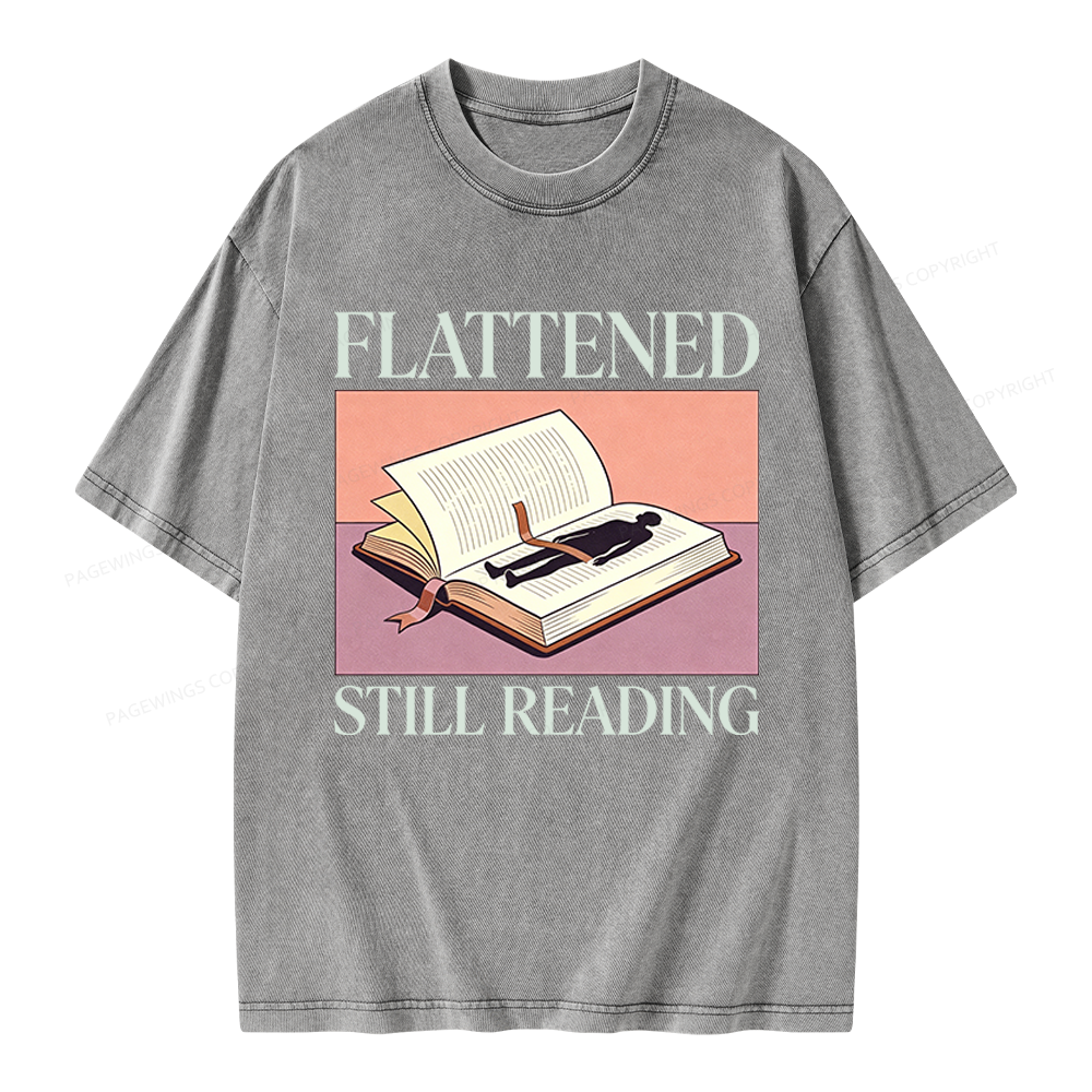 Pagewings Flattened Still Reading Unisex Washed T-shirt
