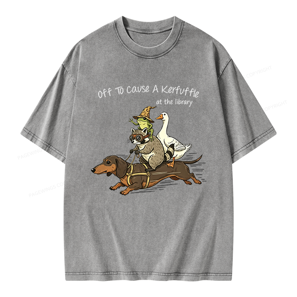 Pagewings Off To Cause A Kerfuffle At The Library Unisex Washed T-shirt