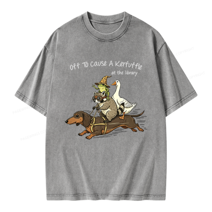 Pagewings Off To Cause A Kerfuffle At The Library Unisex Washed T-shirt