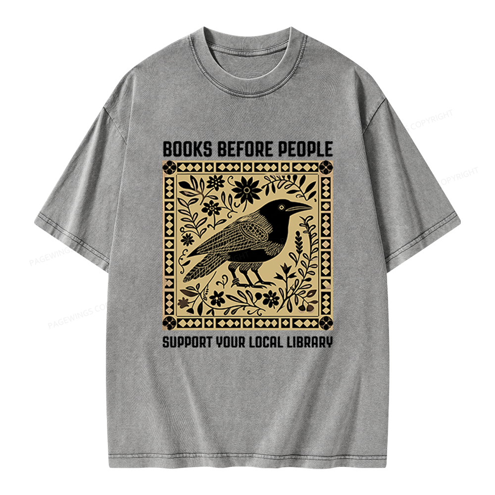 Pagewings Support Your Local Library Unisex Washed T-shirt