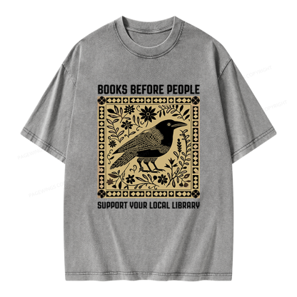 Pagewings Support Your Local Library Unisex Washed T-shirt