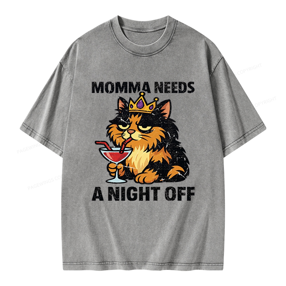 Pagewings Momma Needs A Night Off Unisex Washed T-shirt