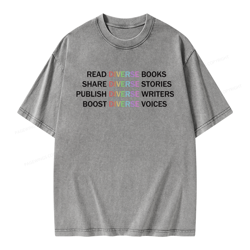 Pagewings Read Diverse Books Unisex Washed T-shirt